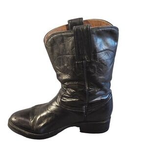 Rio Grande Boots Mens Size 9.5 Black Leather Western Cowboy Mid Calf Pull On